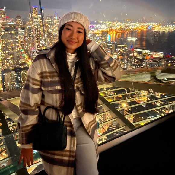 H&M Beige Plaid Wool Blend Oversized Shacket Coat - Picture 11 of 11